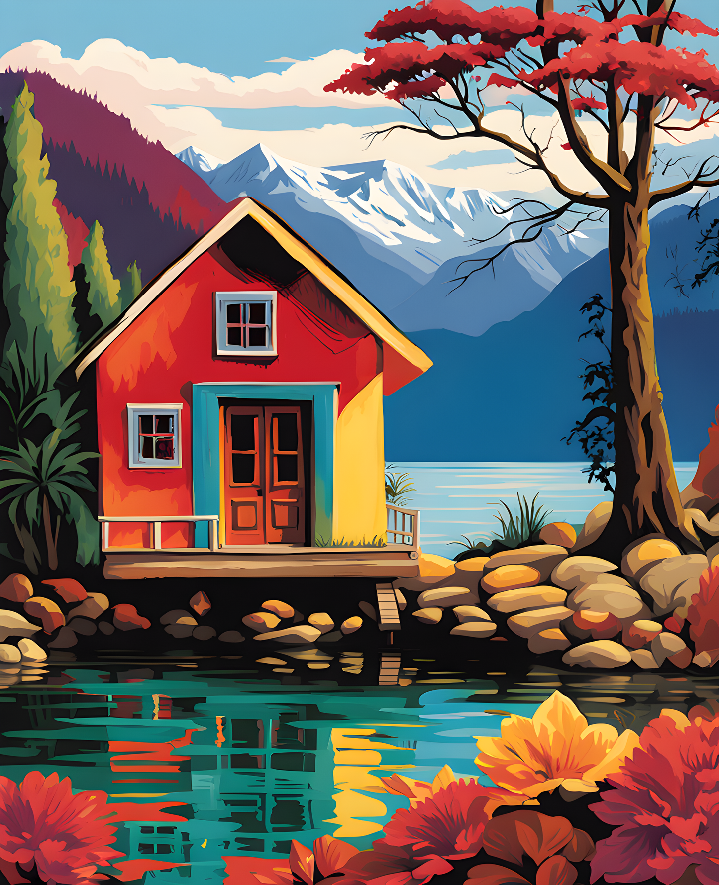 Cabin by the Lake (1) - Van-Go Paint-By-Number Kit