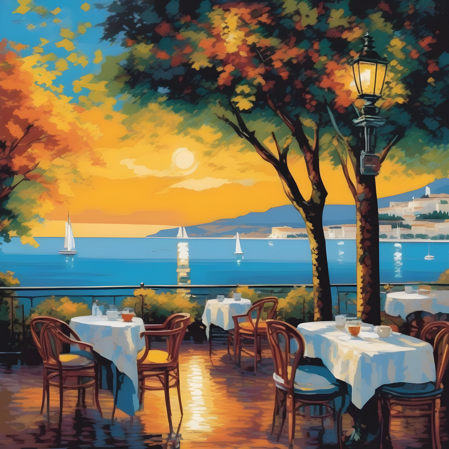 Café in Cassis (2) - Van-Go Paint-By-Number Kit