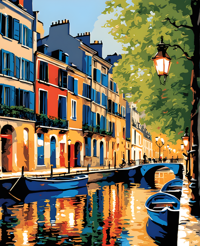 Paris Collection OD (34) - Canal Saint-Martin - Van-Go Paint-By-Number Kit