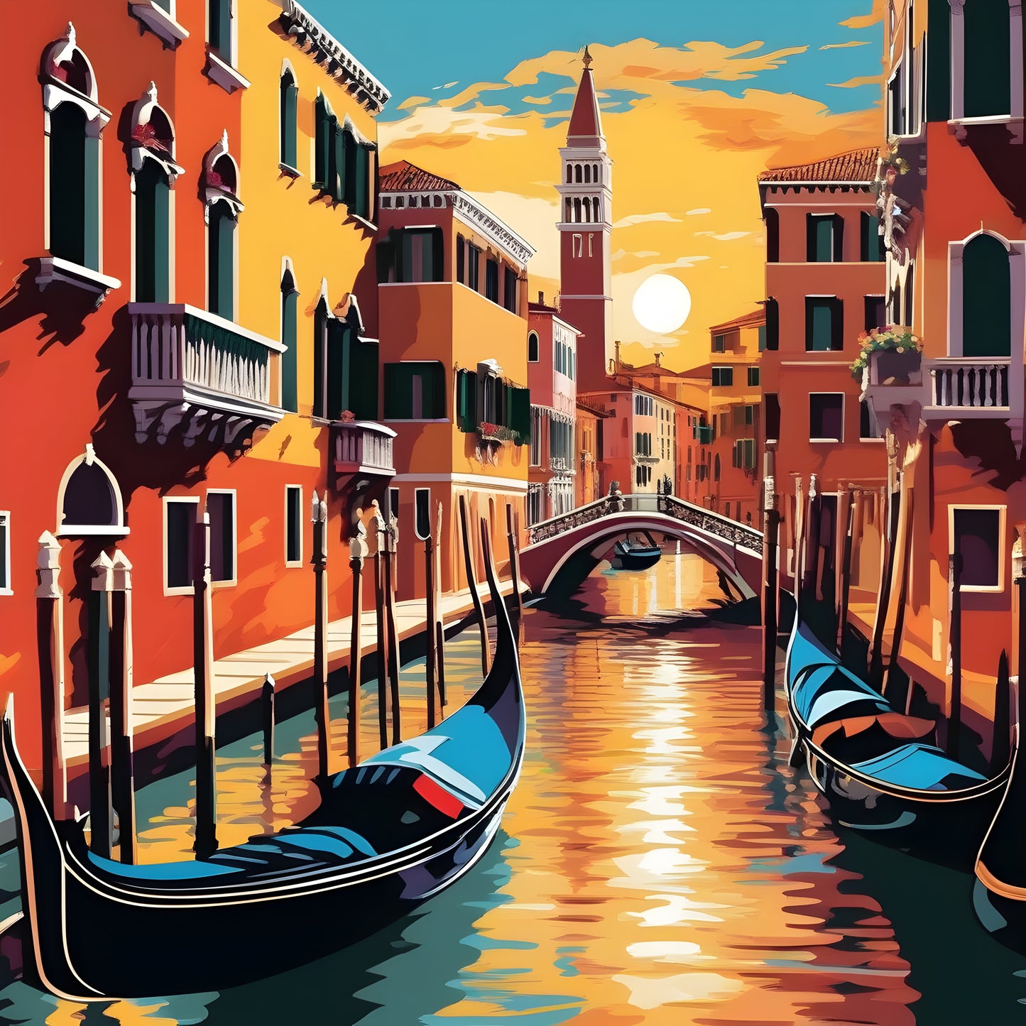 Canal Street with Gondolas, Venice (2) - Van-Go Paint-By-Number Kit