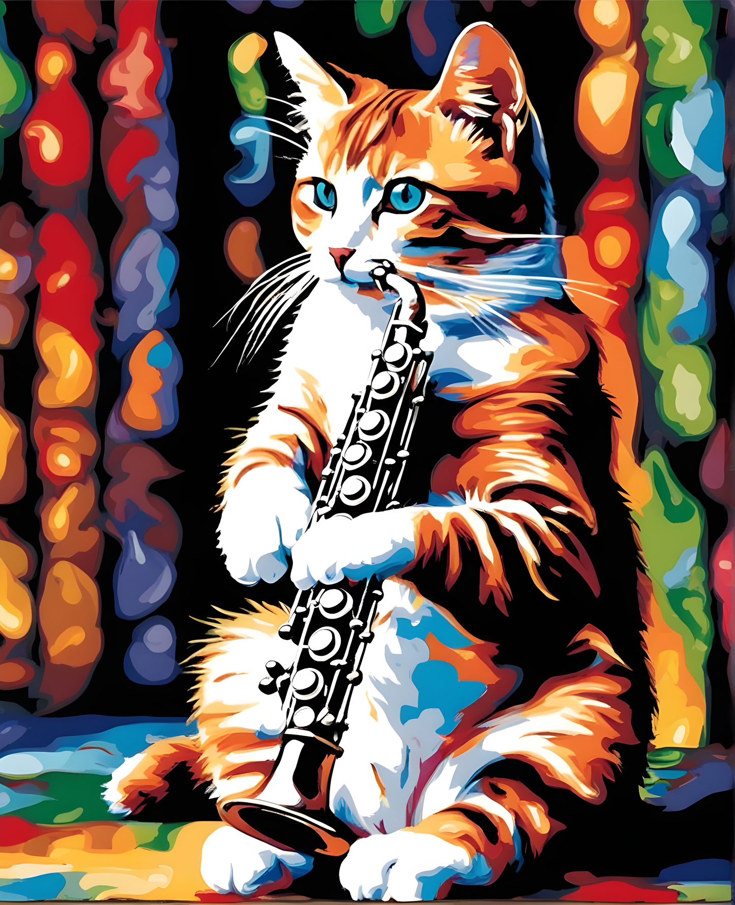 Cat Playing Flute (2) - Van-Go Paint-By-Number Kit