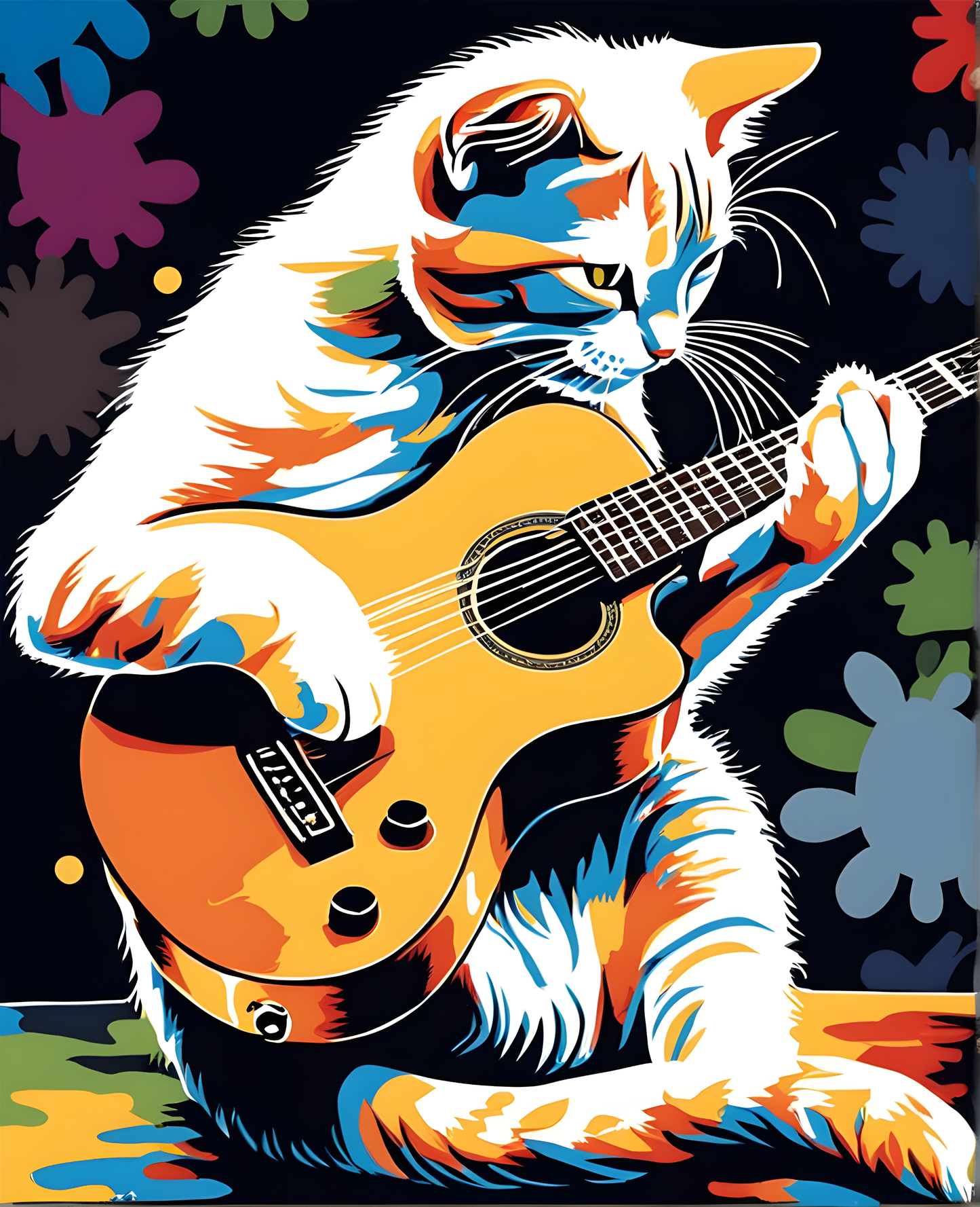 Cat Playing guitar (2) - Van-Go Paint-By-Number Kit