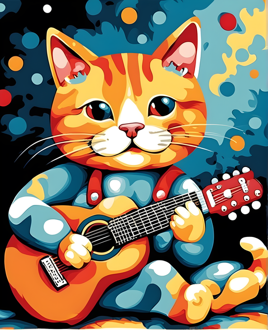 Cat Playing guitar (3) - Van-Go Paint-By-Number Kit