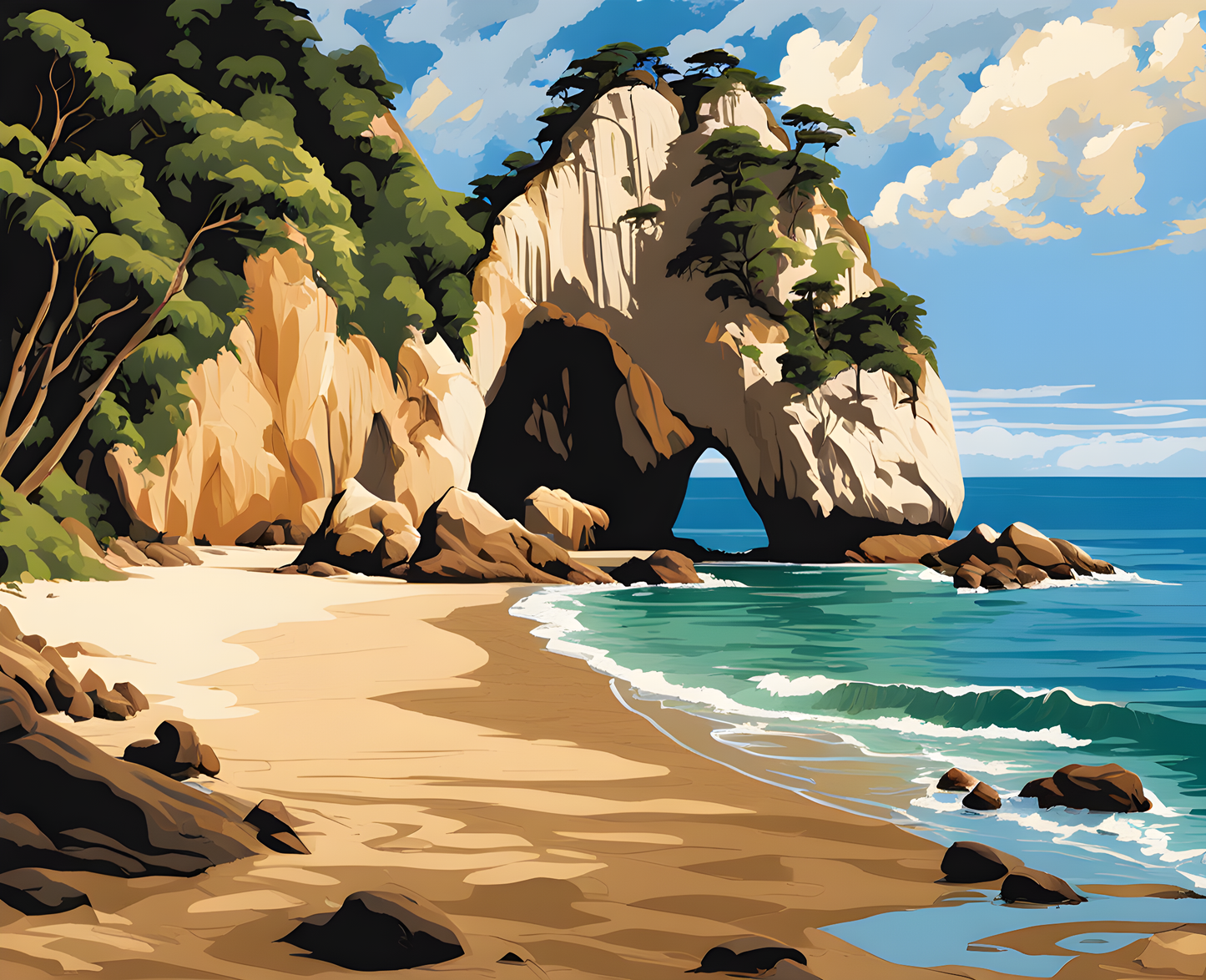 New Zealand Collection PD (57) - Cathedral Cove, Hahei - Van-Go Paint-By-Number Kit