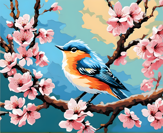 Cherry Blossom Bird - Van-Go Paint-By-Number Kit