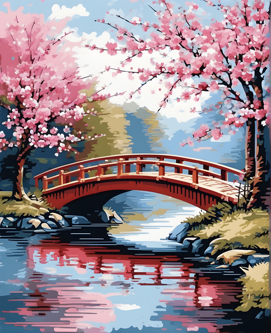 Cherry Blossom Bridge - Van-Go Paint-By-Number Kit