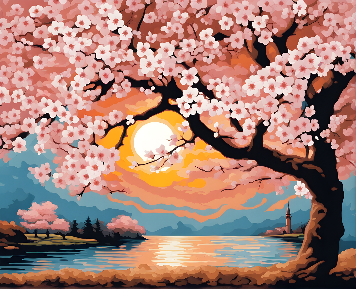 Cherry Blossom PD (4) - Van-Go Paint-By-Number Kit
