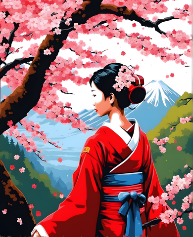 Cherry Blossom, Japan - Van-Go Paint-By-Number Kit