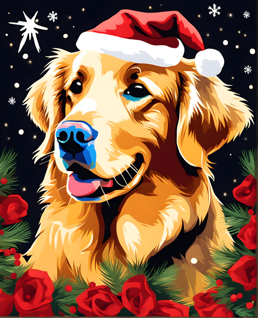 Dogs Collection PD (44) - Christmas Golden Retriever - Van-Go Paint-By-Number Kit