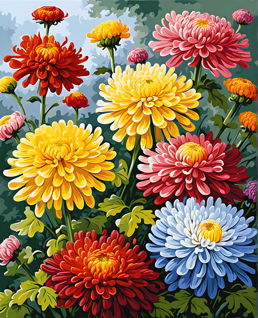 Flowers Collection OD (85) - Chrysanthemum - Van-Go Paint-By-Number Kit