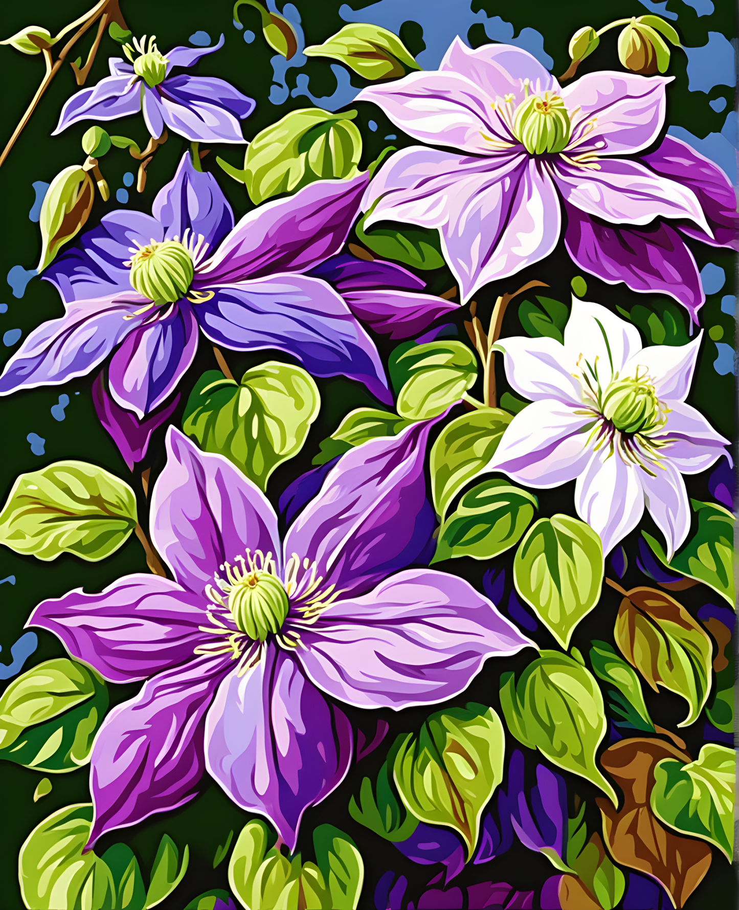 Flowers Collection OD (47) - Clematis - Van-Go Paint-By-Number Kit