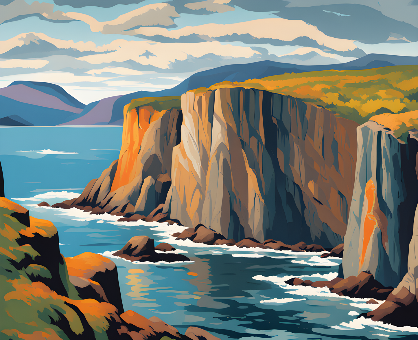 Cliffs by the Coast of Northern Norway (2) - Van-Go Paint-By-Number Kit