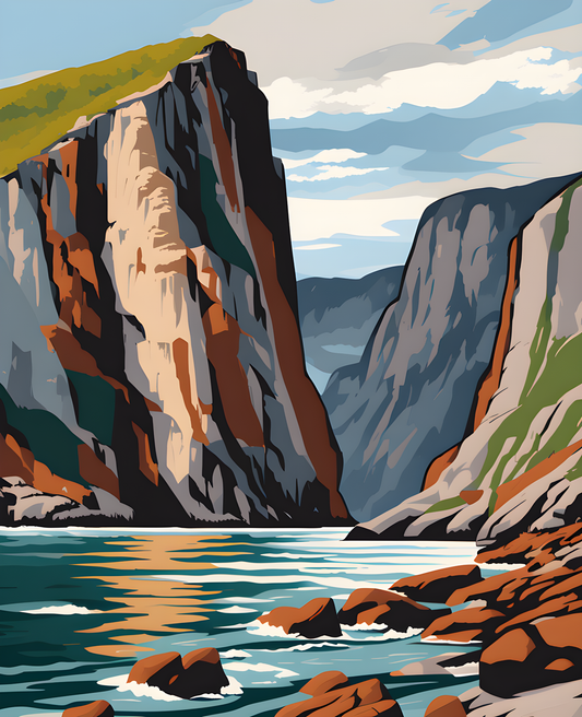 Cliffs by the Coast of Northern Norway (1) - Van-Go Paint-By-Number Kit