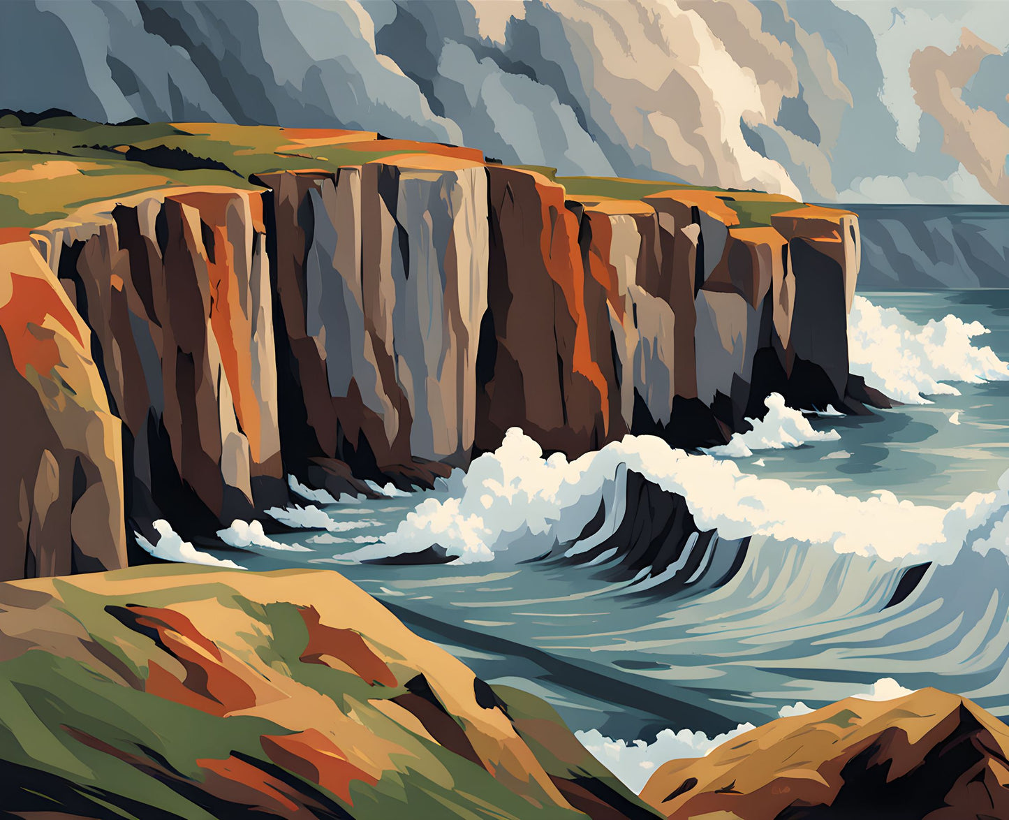 Cliffs in a Storm (2) - Van-Go Paint-By-Number Kit