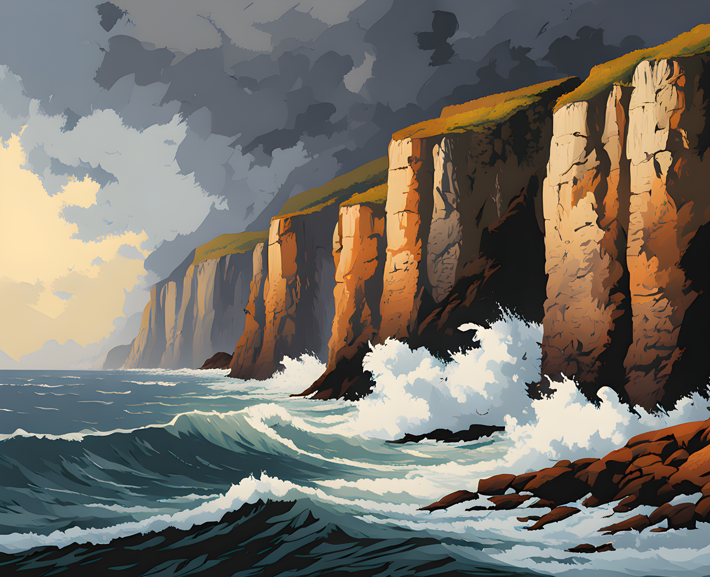Cliffs in a Storm (3) - Van-Go Paint-By-Number Kit