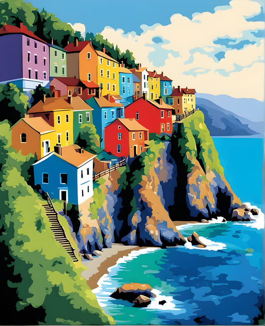 Cliffside Town - Van-Go Paint-By-Number Kit