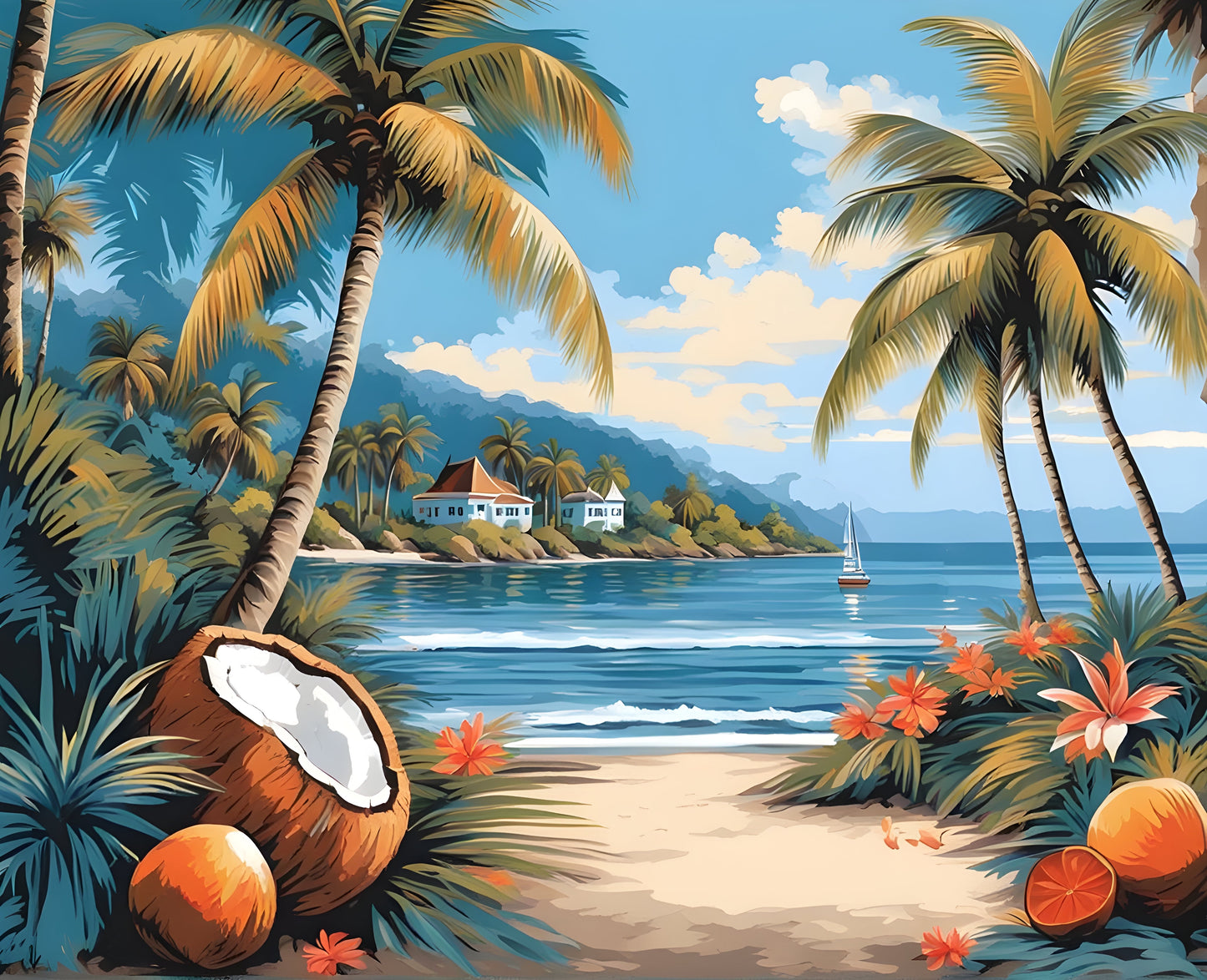 Coconut Grove Seaside Landscape (PD) - Van-Go Paint-By-Number Kit