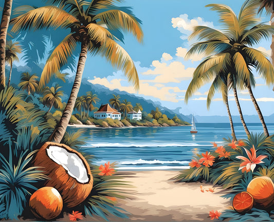 Coconut Grove Seaside Landscape (PD) - Van-Go Paint-By-Number Kit
