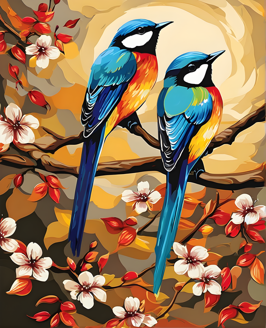 Colorful Birds On A Branch PD - Van-Go Paint-By-Number Kit