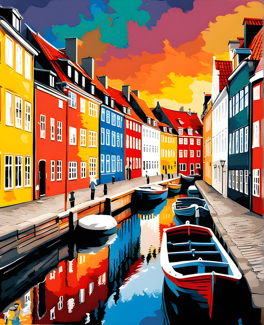 Colorful Copenhagen Canal PD - Van-Go Paint-By-Number Kit