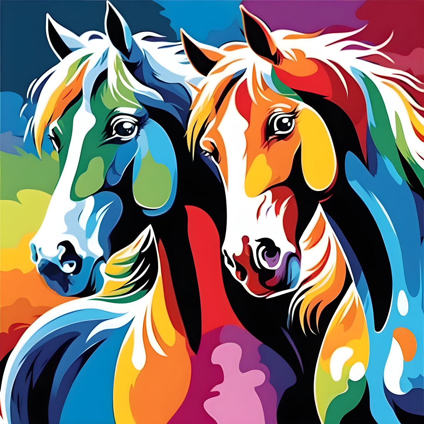 Colorful Horses (1) - Van-Go Paint-By-Number Kit
