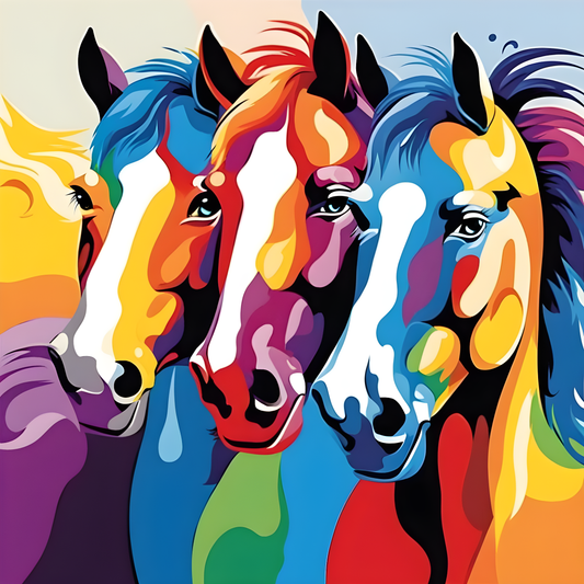 Colorful Horses (2) - Van-Go Paint-By-Number Kit