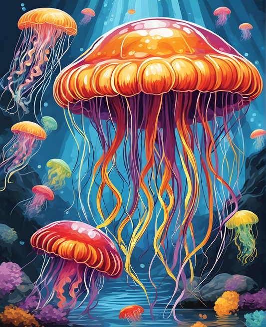 Colorful Jellyfish - Van-Go Paint-By-Number Kit