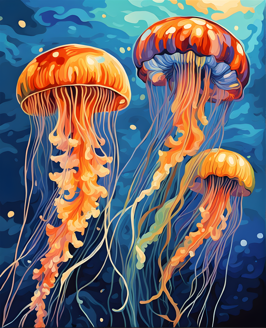Colorful Jellyfish (2) - Van-Go Paint-By-Number Kit