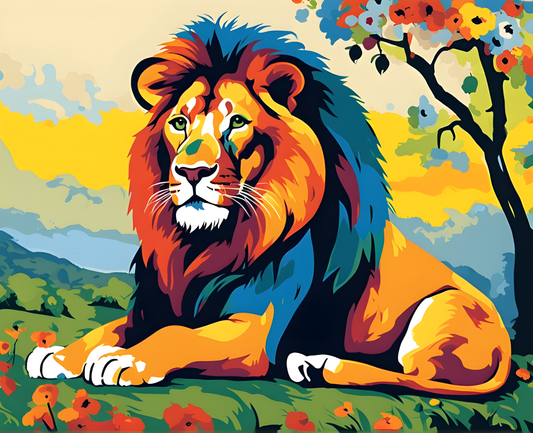 Lions Collection PD (2) -  Colorful Lion - Van-Go Paint-By-Number Kit