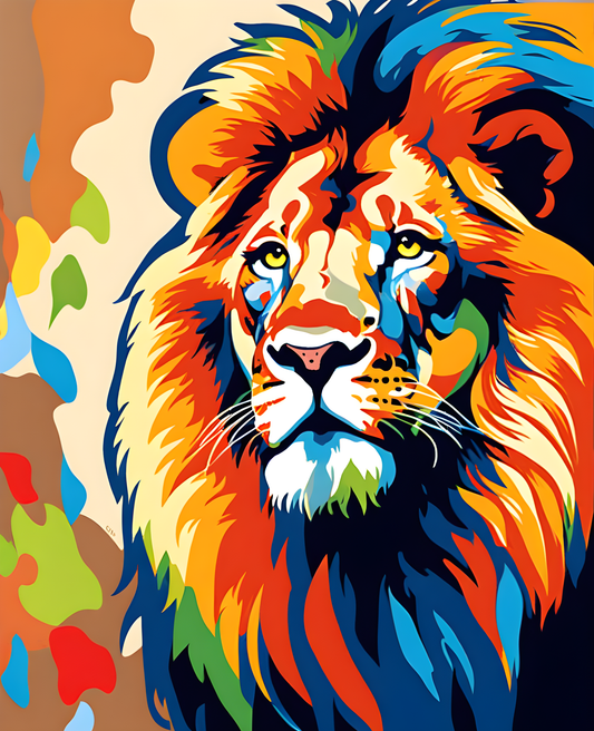 Lions Collection PD (10) - Colorful Lion -  Van-Go Paint-By-Number Kit