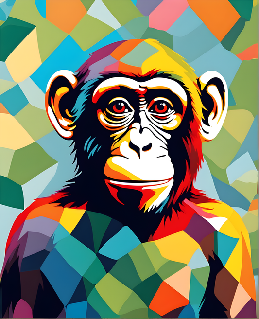 Colorful Monkey (4) - Van-Go Paint-By-Number Kit