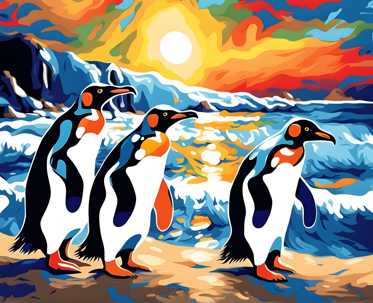 Colorful Penguins - Van-Go Paint-By-Number Kit