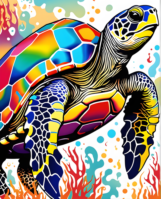 Colorful Sea Turtle (2) - Van-Go Paint-By-Number Kit