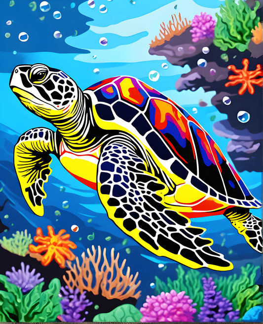 Colorful Sea Turtle (1) - Van-Go Paint-By-Number Kit
