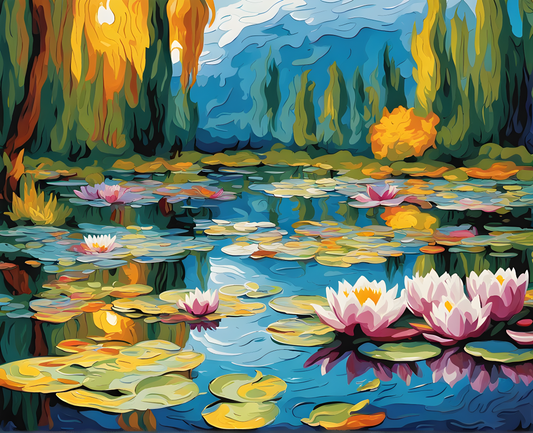 Colorful water lily pond - Van-Go Paint-By-Number Kit