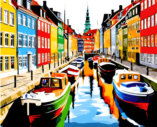 Copenhagen Canal boats - Van-Go Paint-By-Number Kit