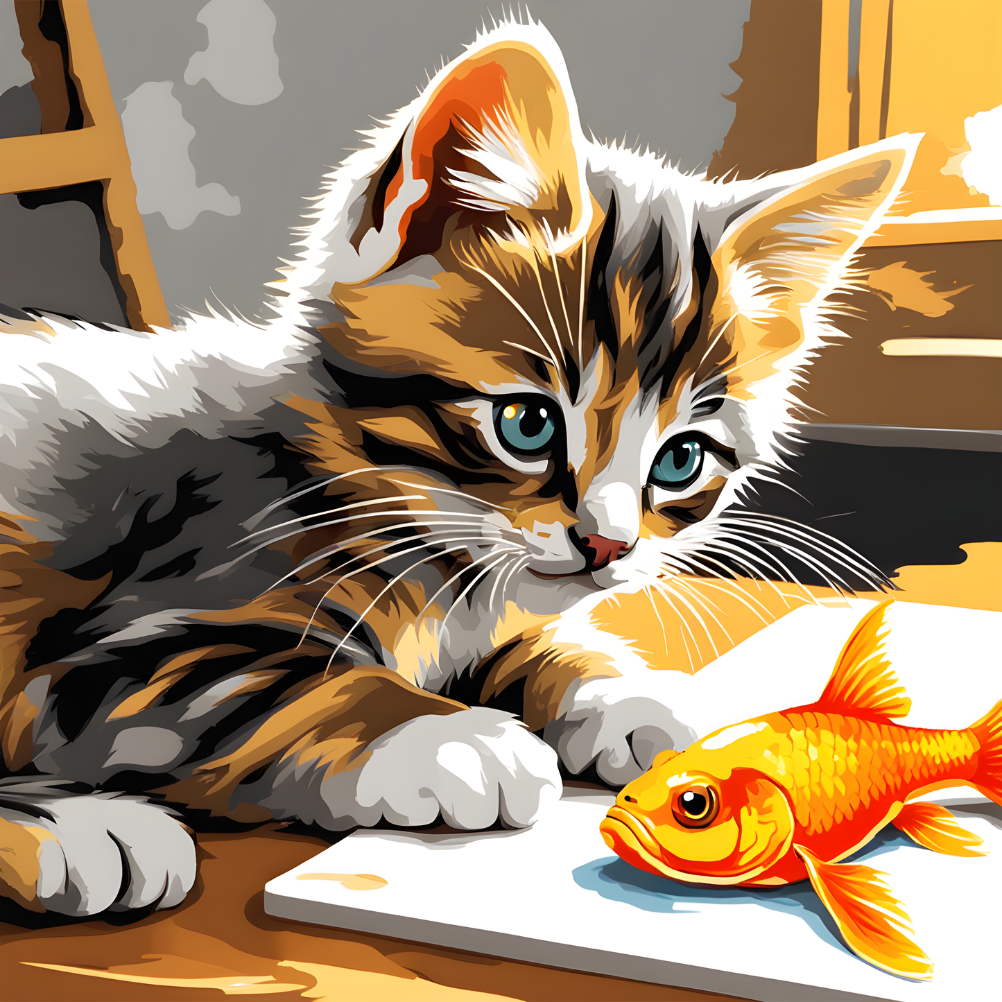 Curious kitten - Van-Go Paint-By-Number Kit