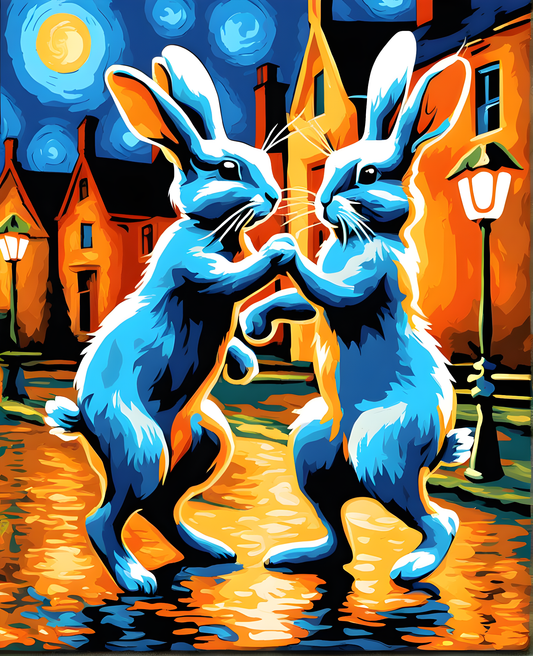 Dancing Rabbits (2) - Van-Go Paint-By-Number Kit
