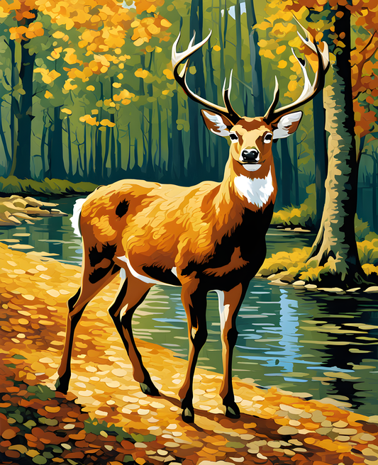 Deer in a small valley - Van-Go Paint-By-Number Kit