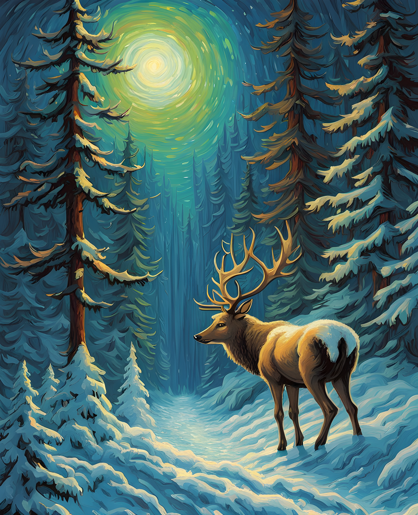 Frozen Forest Under the Vibrant Northern Lights (2) - Van-Go Paint-By-Number Kit