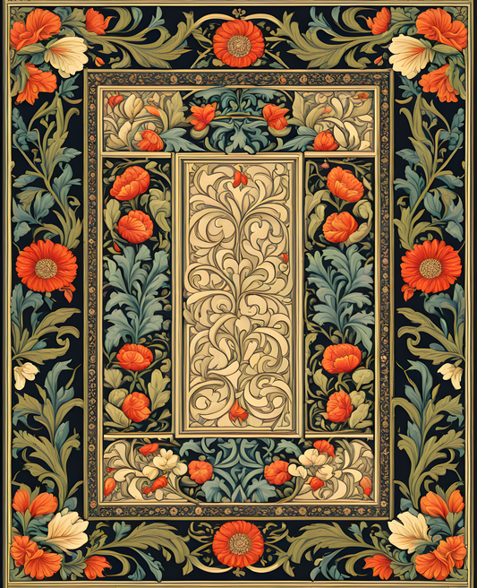 William Morris Style Collection PD (66) - Despina Ivory Fabric Pattern - Van-Go Paint-By-Number Kit