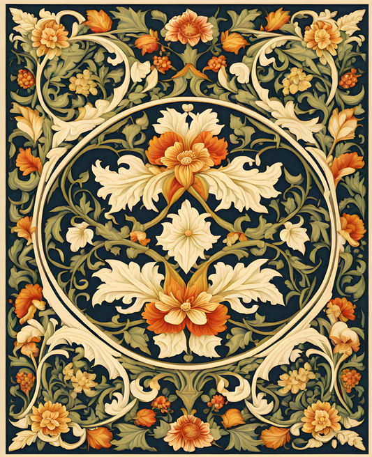 William Morris Style Collection PD (63) - Despina Ivory Fabric Pattern - Van-Go Paint-By-Number Kit