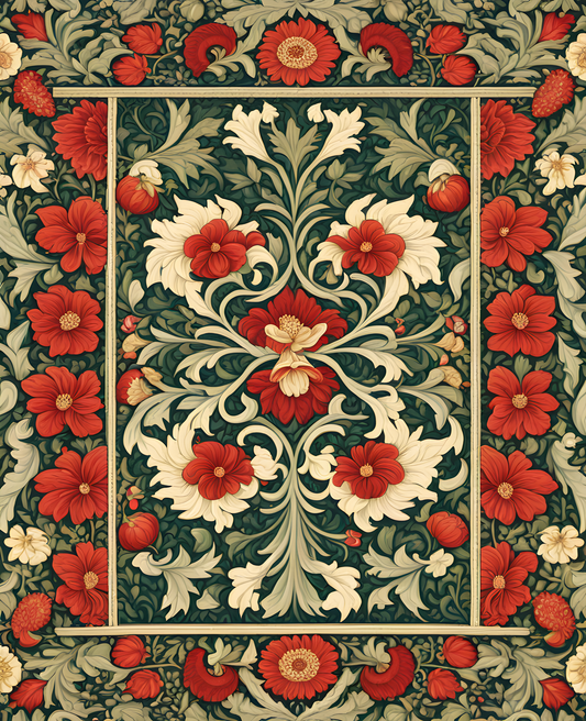 William Morris Style Collection PD (64) - Despina Ivory Fabric Pattern - Van-Go Paint-By-Number Kit
