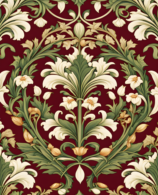 William Morris Style Collection PD (65) - Despina Ivory Fabric Pattern - Van-Go Paint-By-Number Kit
