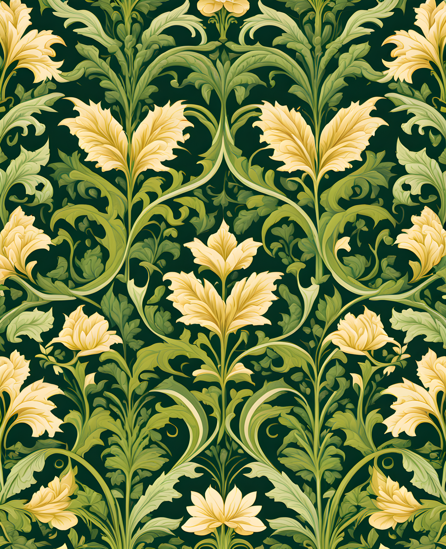 William Morris Style Collection PD (67) - Despina Reed Green Fabric Pattern - Van-Go Paint-By-Number Kit