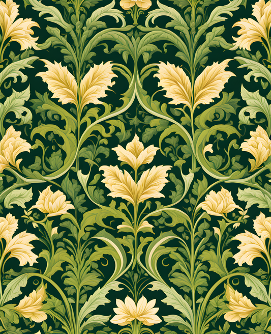 William Morris Style Collection PD (67) - Despina Reed Green Fabric Pattern - Van-Go Paint-By-Number Kit
