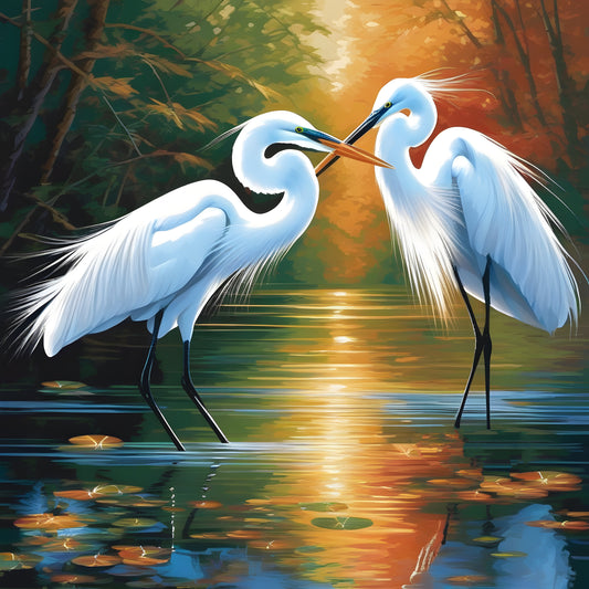 Egrets Love Dance - Van-Go Paint-By-Number Kit
