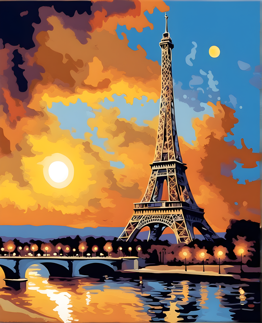 Eiffel Tower at Twilight (1) - Van-Go Paint-By-Number Kit
