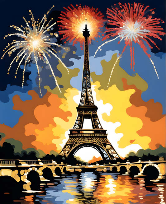 Eiffel Tower Fireworks (2) - Van-Go Paint-By-Number Kit
