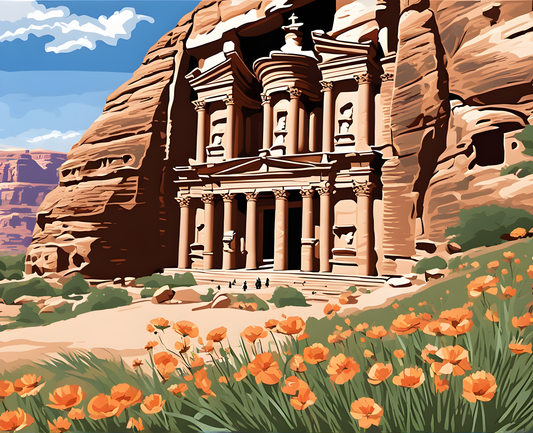 Amazing Places OD (43) - El Deir aka Monastery, Petra, Jordan - Van-Go Paint-By-Number Kit